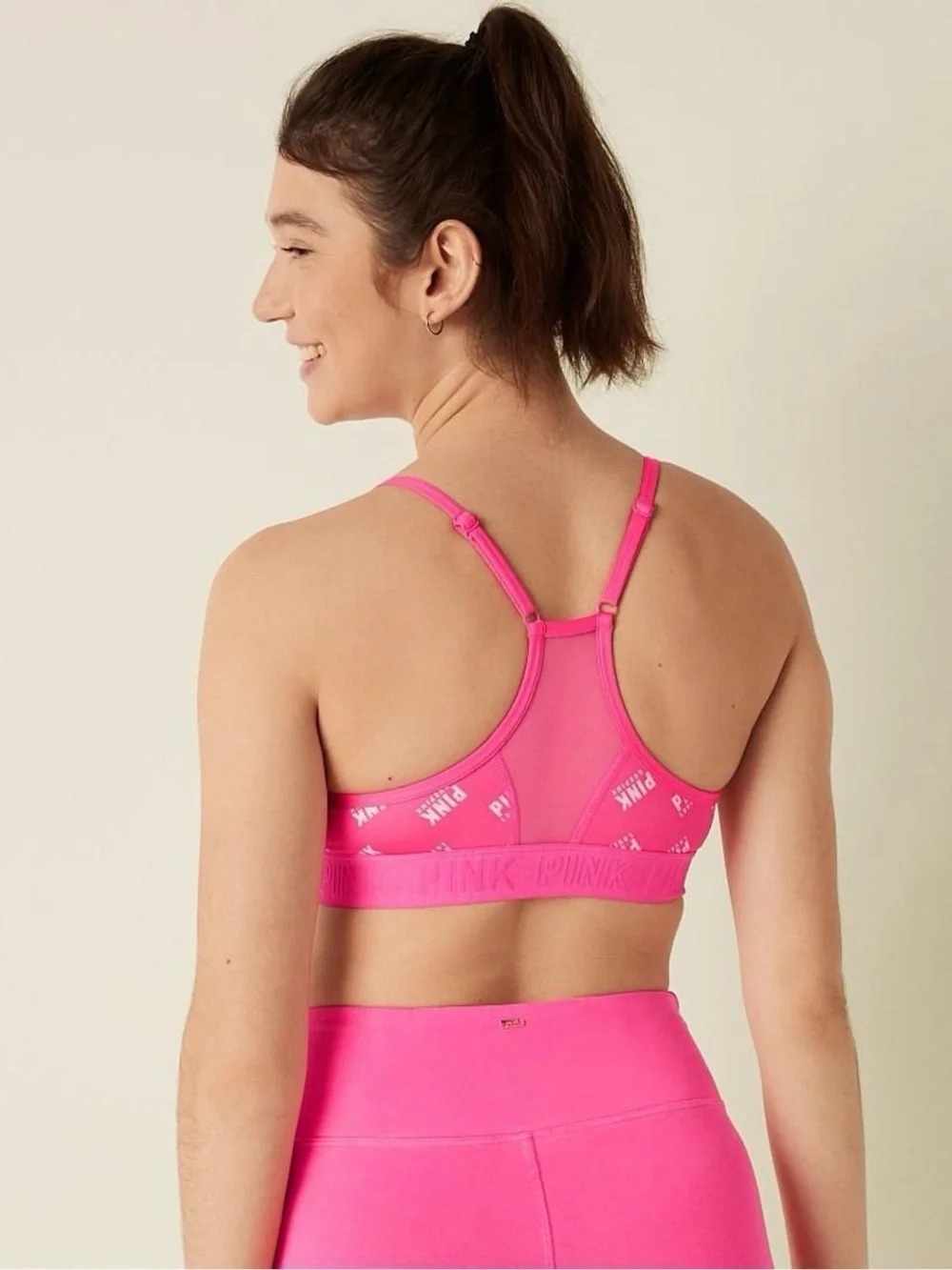 Victoria's Secret PINK Capri Pink Logo Lightly Lined Low Impact Sports Bra